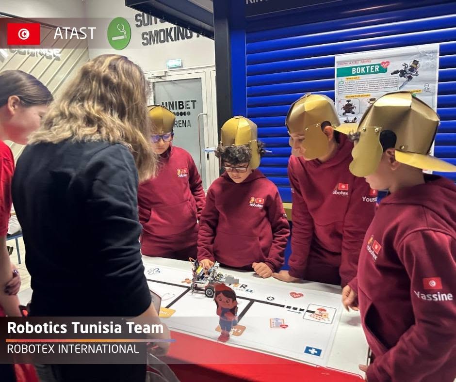 Team working on robot
